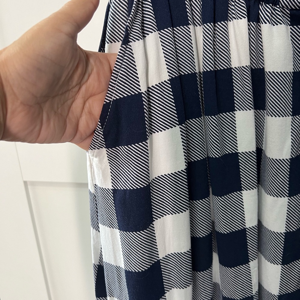 Torrid Navy Blue White Plaid Challis Zip Front Shirt Dress Women Size 0/Large - Picture 6 of 13